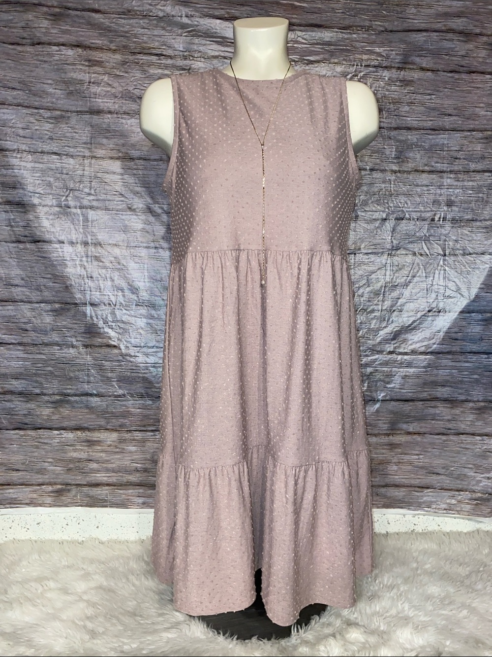 Maurices Mauve Textured Clip Dot Sleeveless Dress
